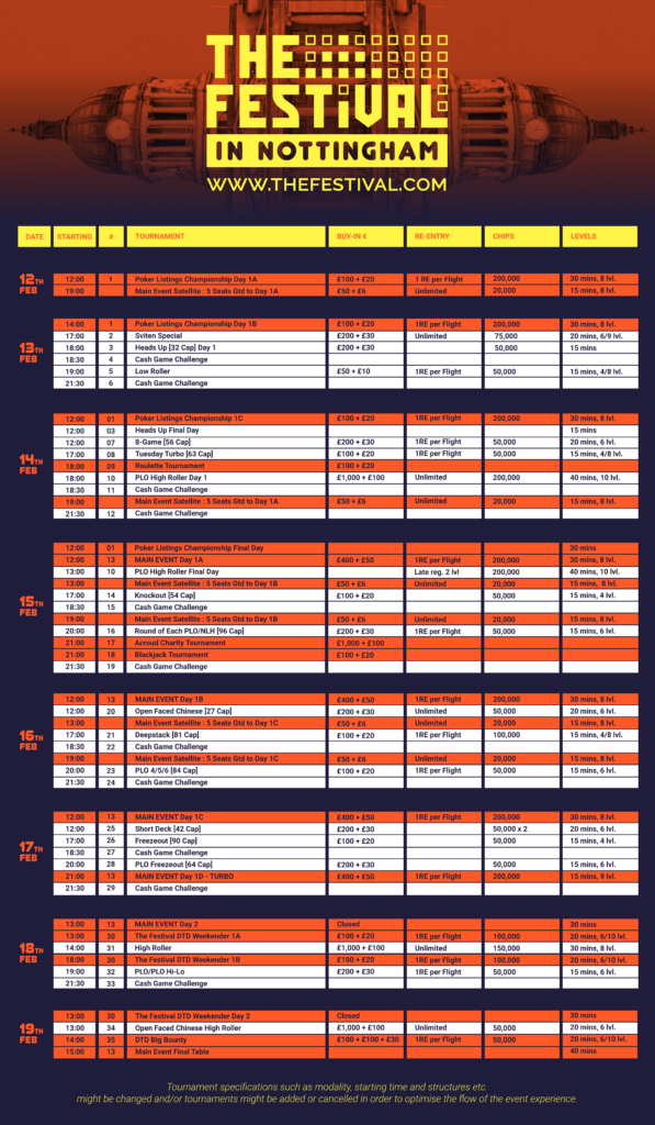 Festival Nottingham |  Jadwal