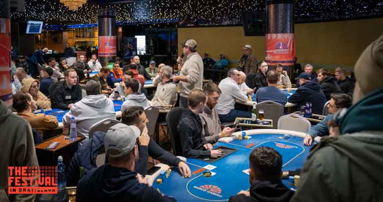 Poker action during the Main Event Day 2 at The Festival Bratislava