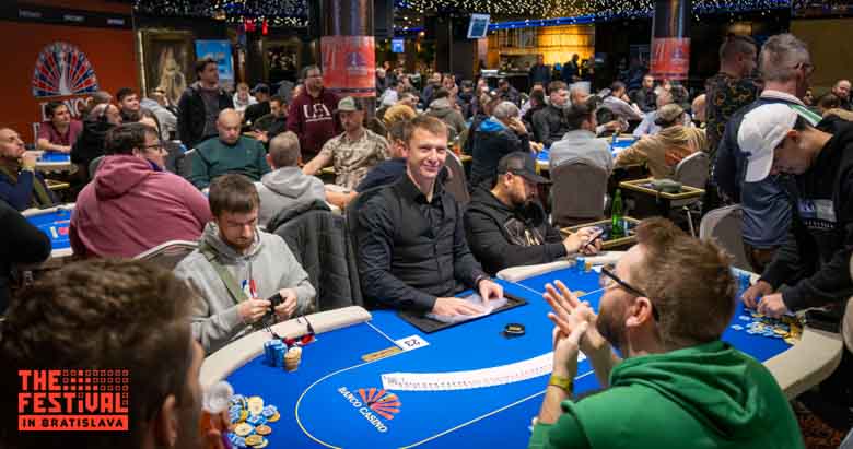 Poker action during the Main Event Day 2 at The Festival Bratislava