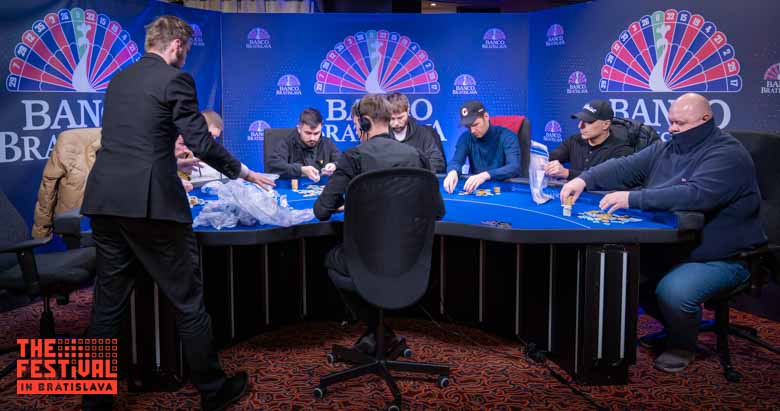 Poker action during the Main Event Final Day at The Festival Bratislava