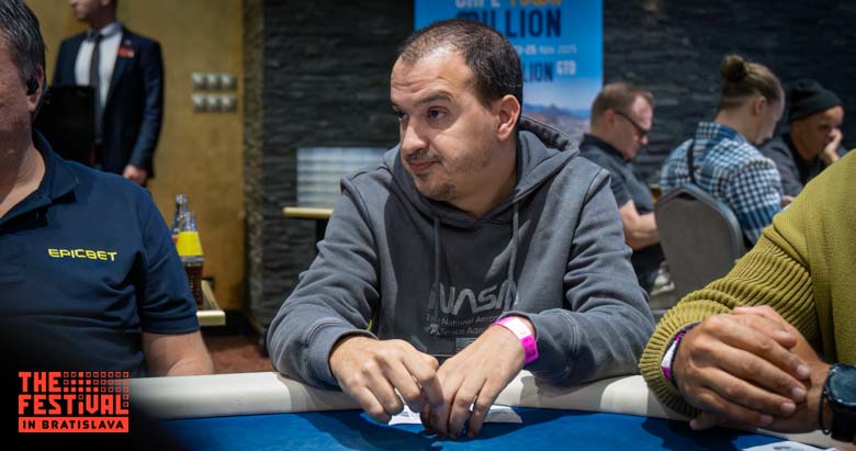 Amit Cohen playing the The Hendon Mob Championship Day 1B at The Festival Bratislava