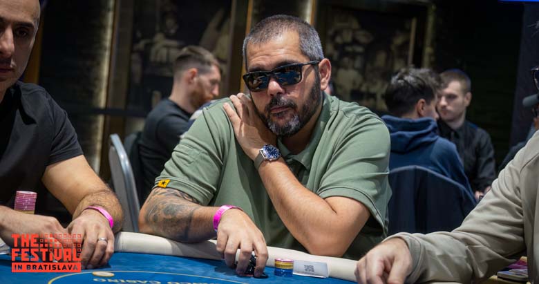 Borgi Hadell Sami playing the The Hendon Mob Championship Day 1B at The Festival Bratislava