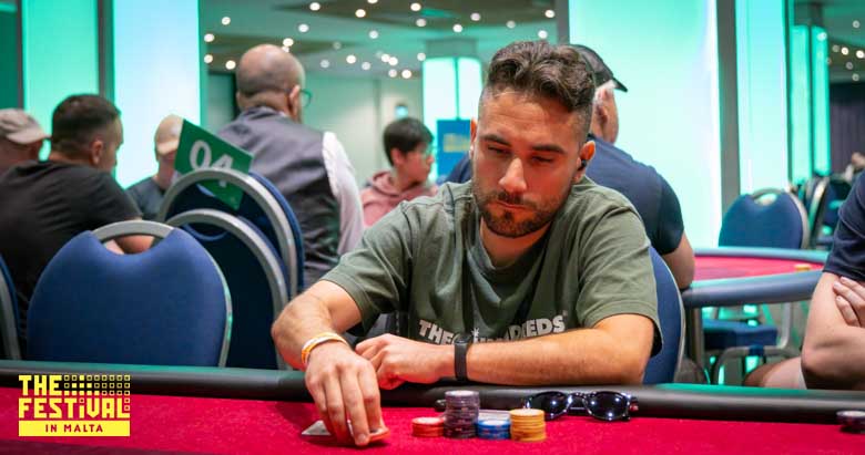 Dimitrios Chalasa playing the Main Event Day 1A at The Festival Malta