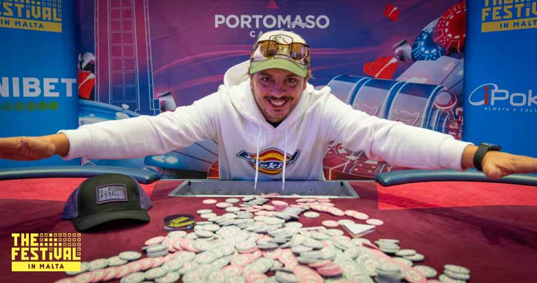 Winner Champion Nuno Leonel Ferro Morais playing the Main Event Day 3 at The Festival Malta