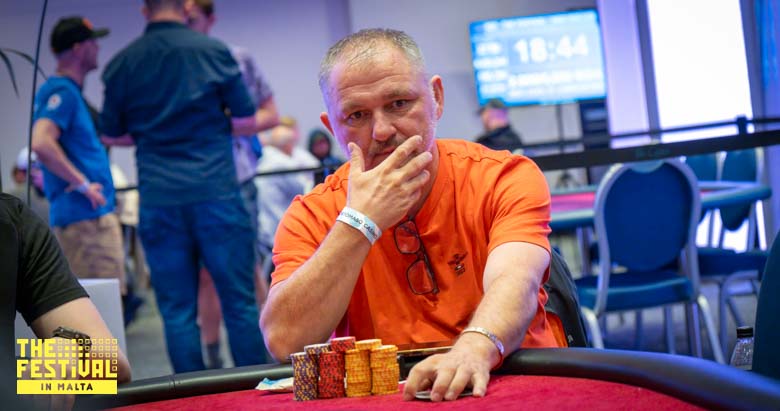 Attila Erdei playing the Mystery Bounty Day 1A at The Festival Malta