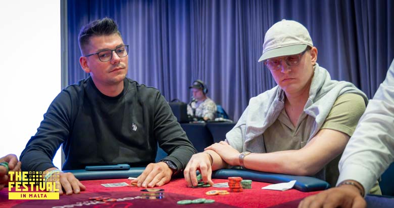 Krystian Piotr Nalepka playing the NLH High Roller Erik Lars Allan Lindqwist at The Festival Malta