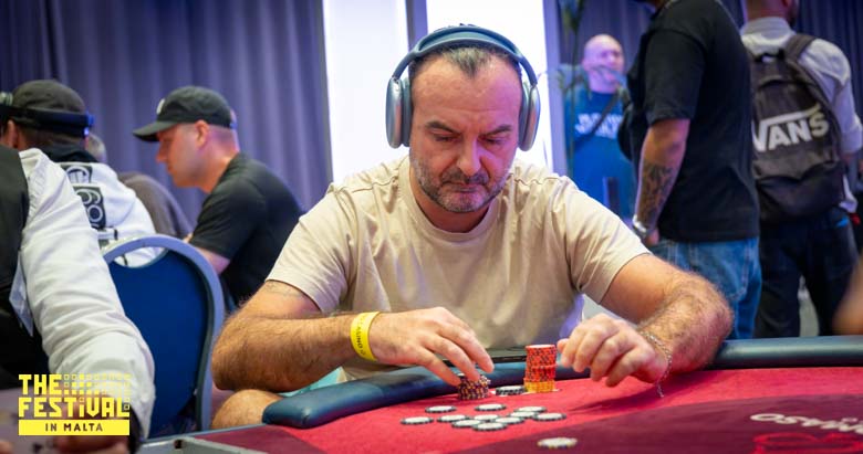 Fabio Berti playing the Texas Mystery Bounty Day 1B at The Festival Malta