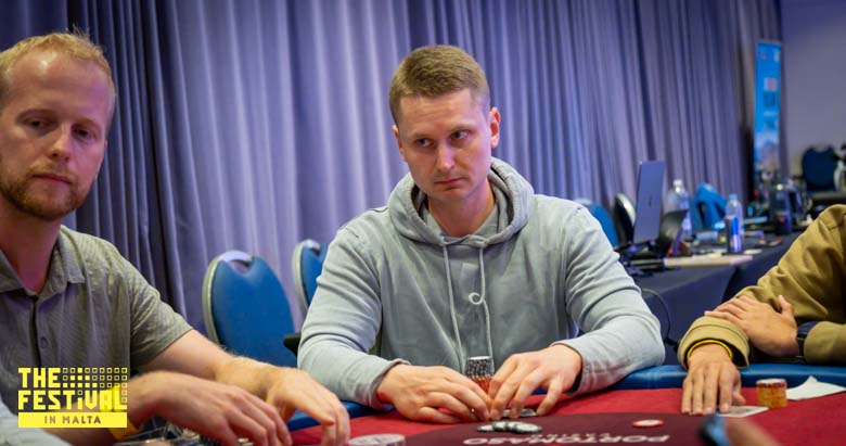Janis Zeltins playing the Texas Mystery Bounty Day 1B at The Festival Malta