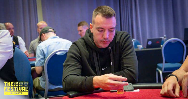 Uros Paunov playing the Texas Mystery Bounty Day 1B at The Festival Malta