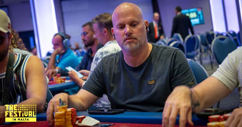 Egi Adriaans playing the Texas Mystery Bounty Day 2 at The Festival Malta