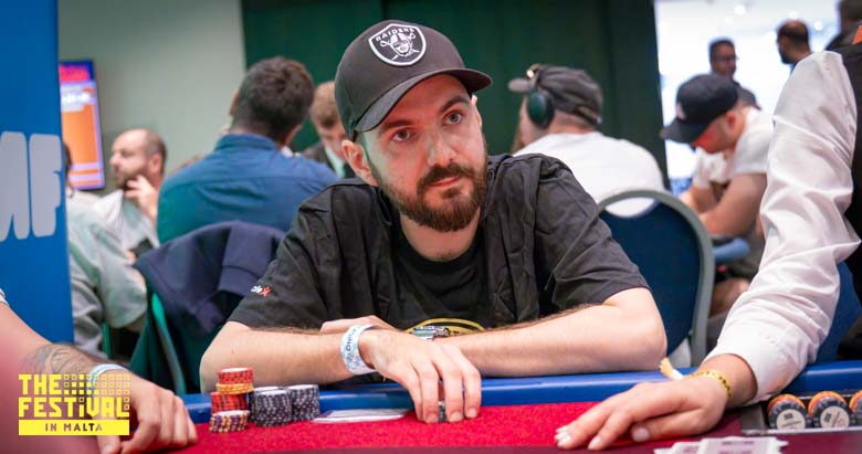 Eduards Marmurs playing the The Hendon Mob Championship Day 1B at The Festival Malta