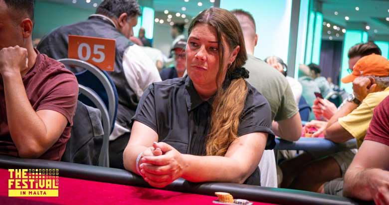 Ingela Elvira Charlez playing the The Hendon Mob Championship Day 1B at The Festival Malta