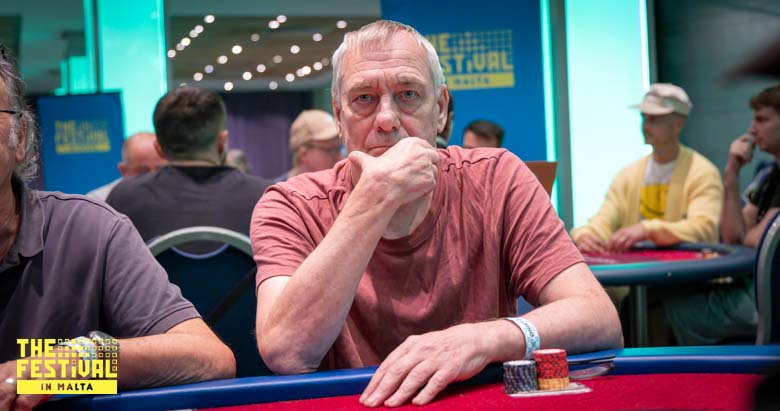 Leslie Thomas Mace playing the The Hendon Mob Championship Day 1B at The Festival Malta