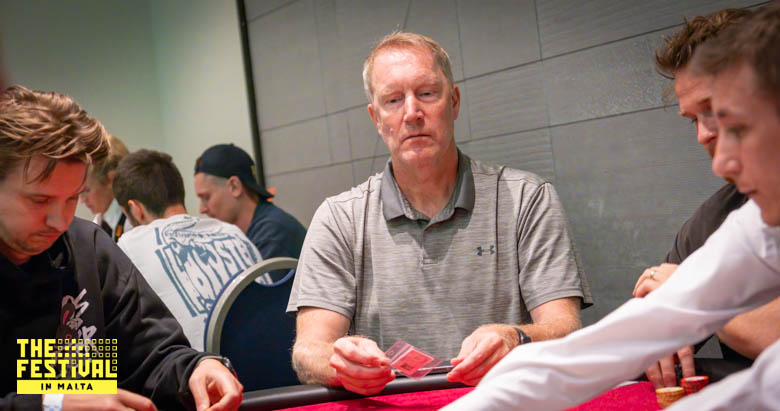 Peter Ockenden playing the The Hendon Mob Championship Day 1B at The Festival Malta