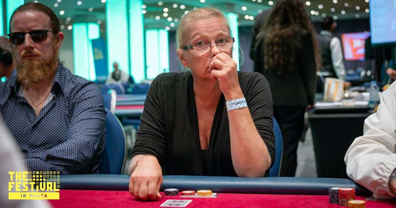 Virpi Marjatta Ojnen playing the The Hendon Mob Championship Day 1B at The Festival Malta