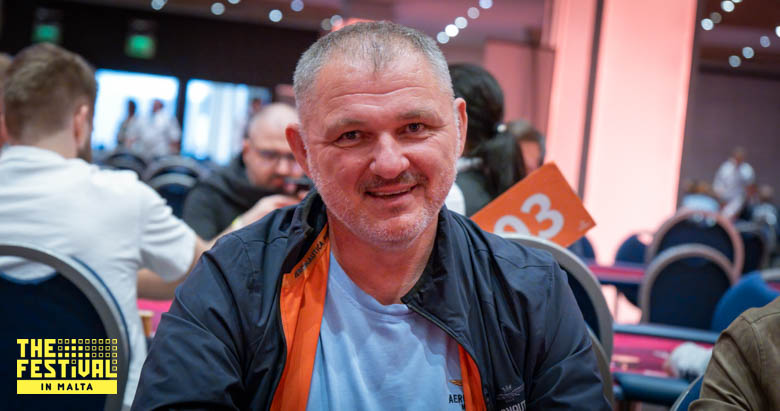 Attila Erdei playing the The Hendon Mob Championship Day 2 at The Festival Malta