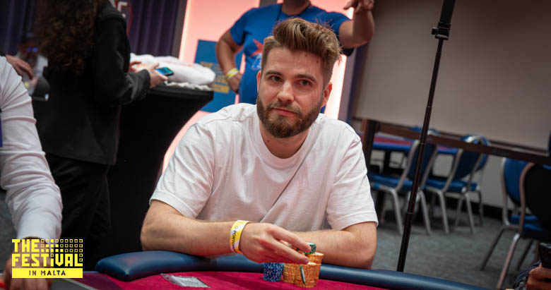 Final Table Kare Hallamaa playing the The Hendon Mob Championship Day 2 at The Festival Malta