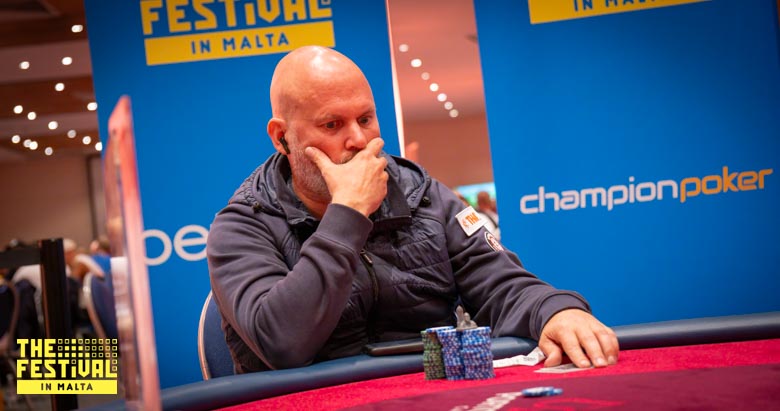 Heads Up Egi Adriaans playing the The Hendon Mob Championship Day 2 at The Festival Malta