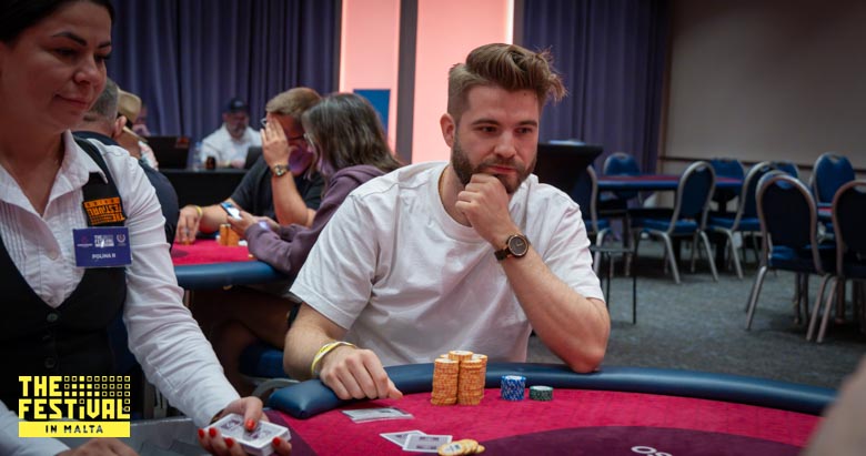 Kare Hallamaa playing the The Hendon Mob Championship Day 2 at The Festival Malta
