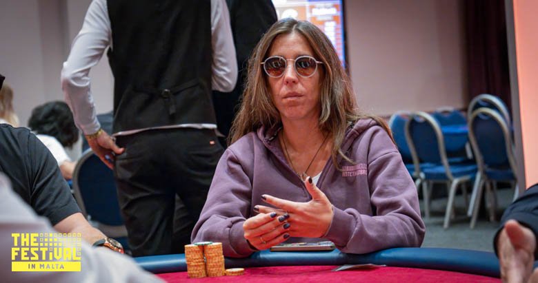 Maria Koutsouki playing the The Hendon Mob Championship Day 2 at The Festival Malta