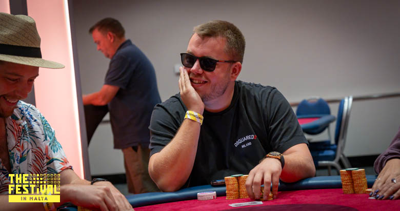 Sebastian Lund Mortensen playing the The Hendon Mob Championship Day 2 at The Festival Malta