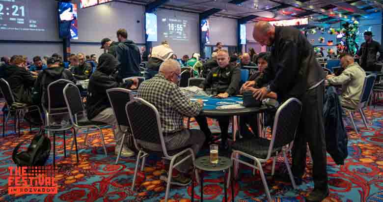 Poker action during the Bounty Hunter Days Mystery Bounty Final Day at The Festival Rozvadov