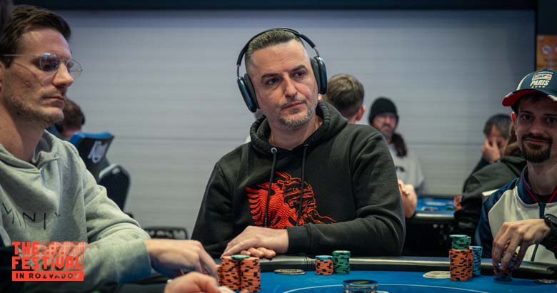 Fatos Haxhaj playing the Main Event Day 2 at The Festival Weekend Rozvadov