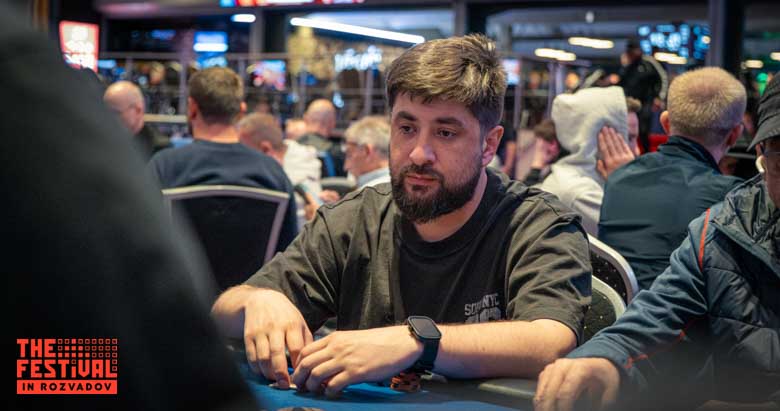 Mikhail Kazak playing the The Hendon Mob Championship Day 1B at The Festival Weekend Rozvadov