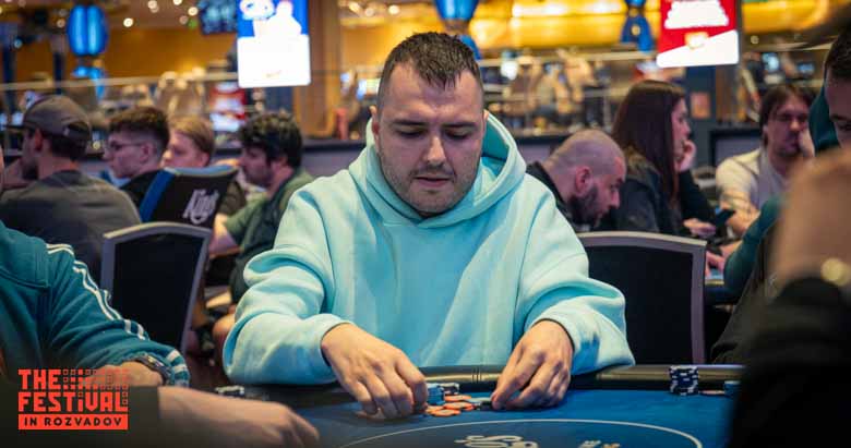 Mykhailo Lohvinenko playing the The Hendon Mob Championship Day 1B at The Festival Weekend Rozvadov