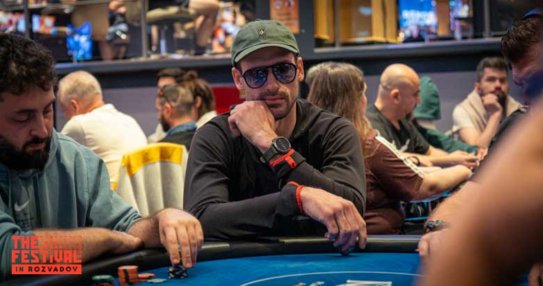 Toms Veinbergs playing the The Hendon Mob Championship Day 1C at The Festival Weekend Rozvadov