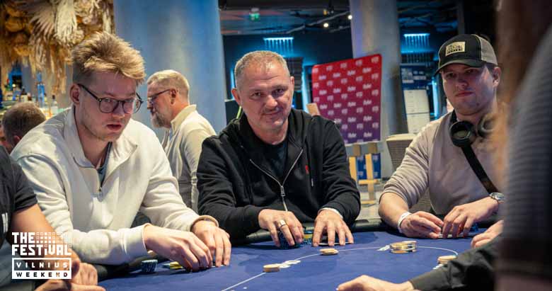 Attila Erdei playing the NLH Main Event Pko Day 1B at The Festival Weekend Vilnius