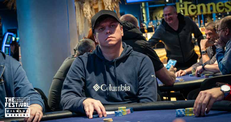 Dmitri Dudakov playing the NLH Main Event Pko Day 1B at The Festival Weekend Vilnius