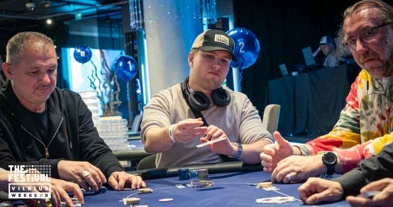 Markus Juhani Kaerpijoki playing the NLH Main Event Pko Day 1B at The Festival Weekend Vilnius