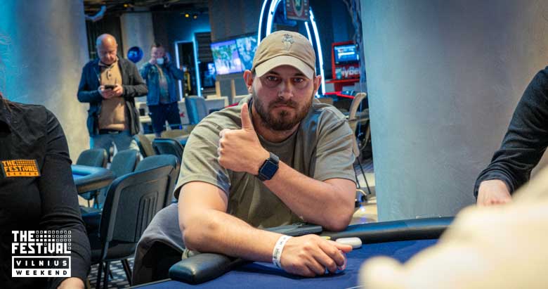Rolandas Aleksandravicius playing the NLH Main Event Pko Day 1B at The Festival Weekend Vilnius