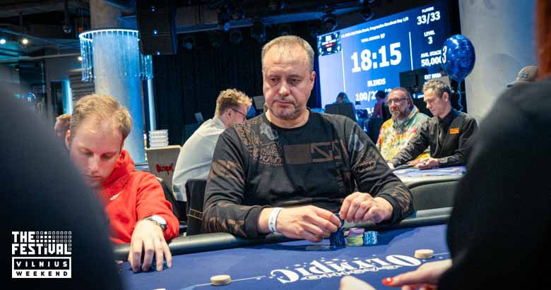 Sigitas Raila playing the NLH Main Event Pko Day 1B at The Festival Weekend Vilnius