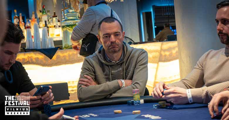 Valerij Dobrinskij playing the NLH Main Event Pko Day 1B at The Festival Weekend Vilnius