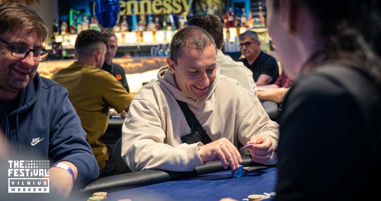 Jevgenijs Sapronenko playing the NLH Main Event Pko Day 1C at The Festival Weekend Vilnius