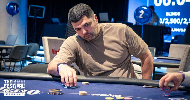 Vadims Milovs playing the NLH Main Event Pko Day 1C at The Festival Weekend Vilnius