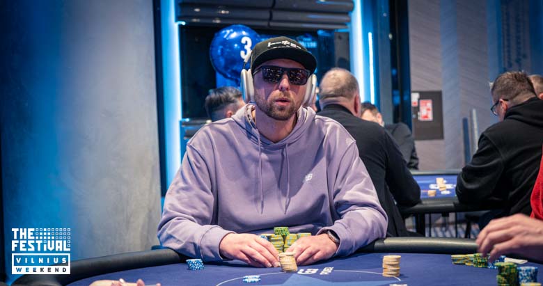 Adomas Juozapavicius playing the NLH Main Event Pko Day 2 at The Festival Weekend Vilnius