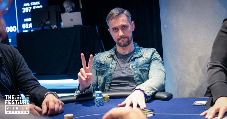 Lukas Poskus playing the NLH Main Event Pko Day 2 at The Festival Weekend Vilnius