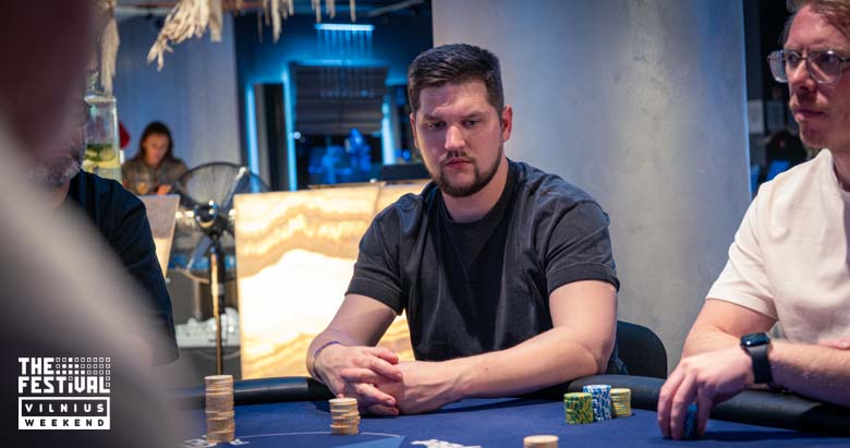Raimonds Tuls playing the NLH Main Event Pko Day 2 at The Festival Weekend Vilnius