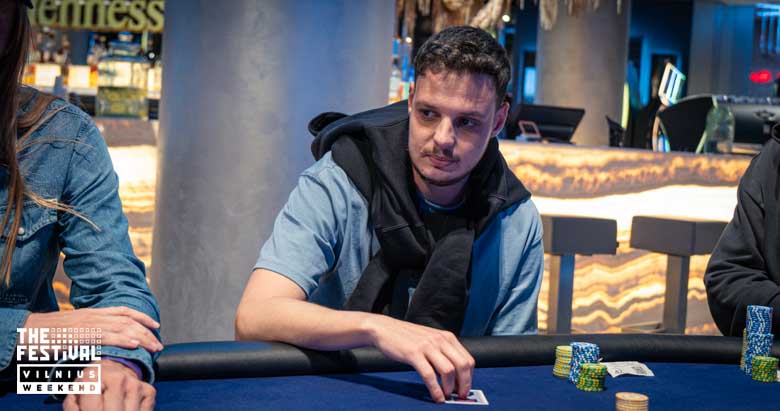 Ran Karni Eingorn playing the NLH Main Event Pko Day 2 at The Festival Weekend Vilnius